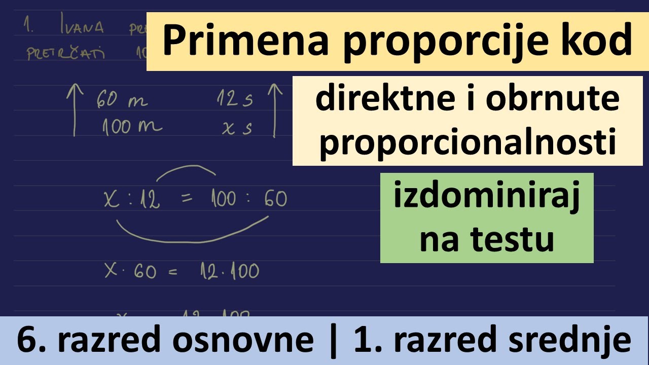 Primena direktne i obrnute proporcionalnosti zadaci. Matematika za 6 razred