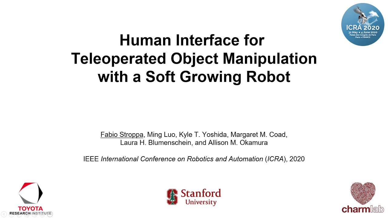 Human Interface for Teleoperated Object Manipulation with a Soft Growing Robot