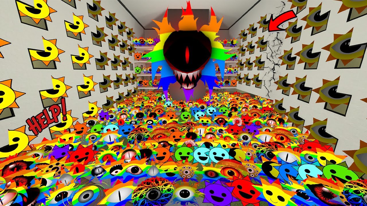 BIG RAINBOW SPRUNKI MR SUN PHASE 16 WANTS ME TO HELP THEM FROM FULL HOTEL OF ANGRY NEXTBOTS in Gmod