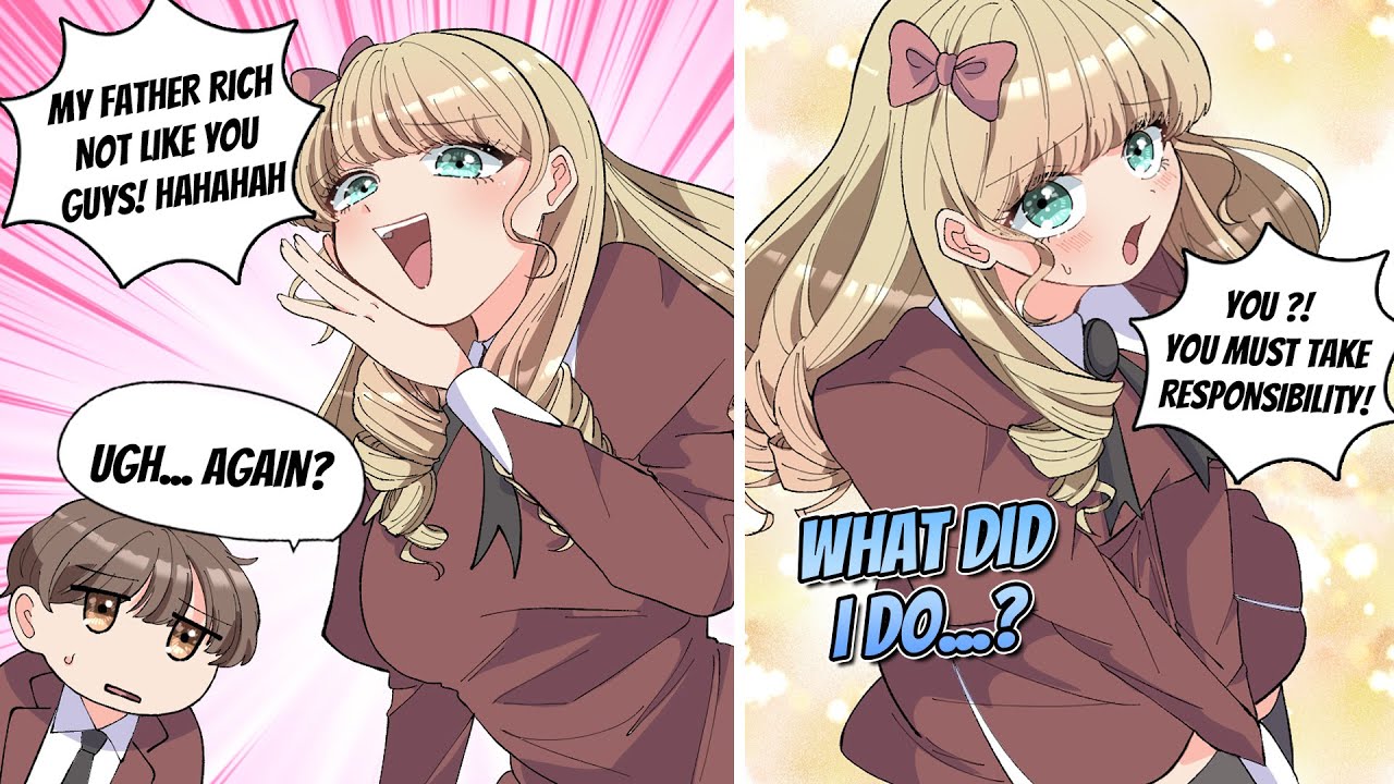 【Manga Dub】I accidentally saw inside the skirt of a rich girl who everyone hates and..【RomCom】
