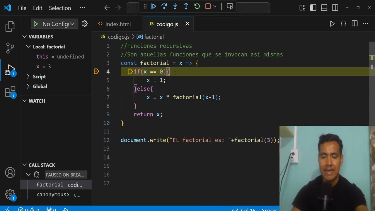 Funciones recursivas javascript