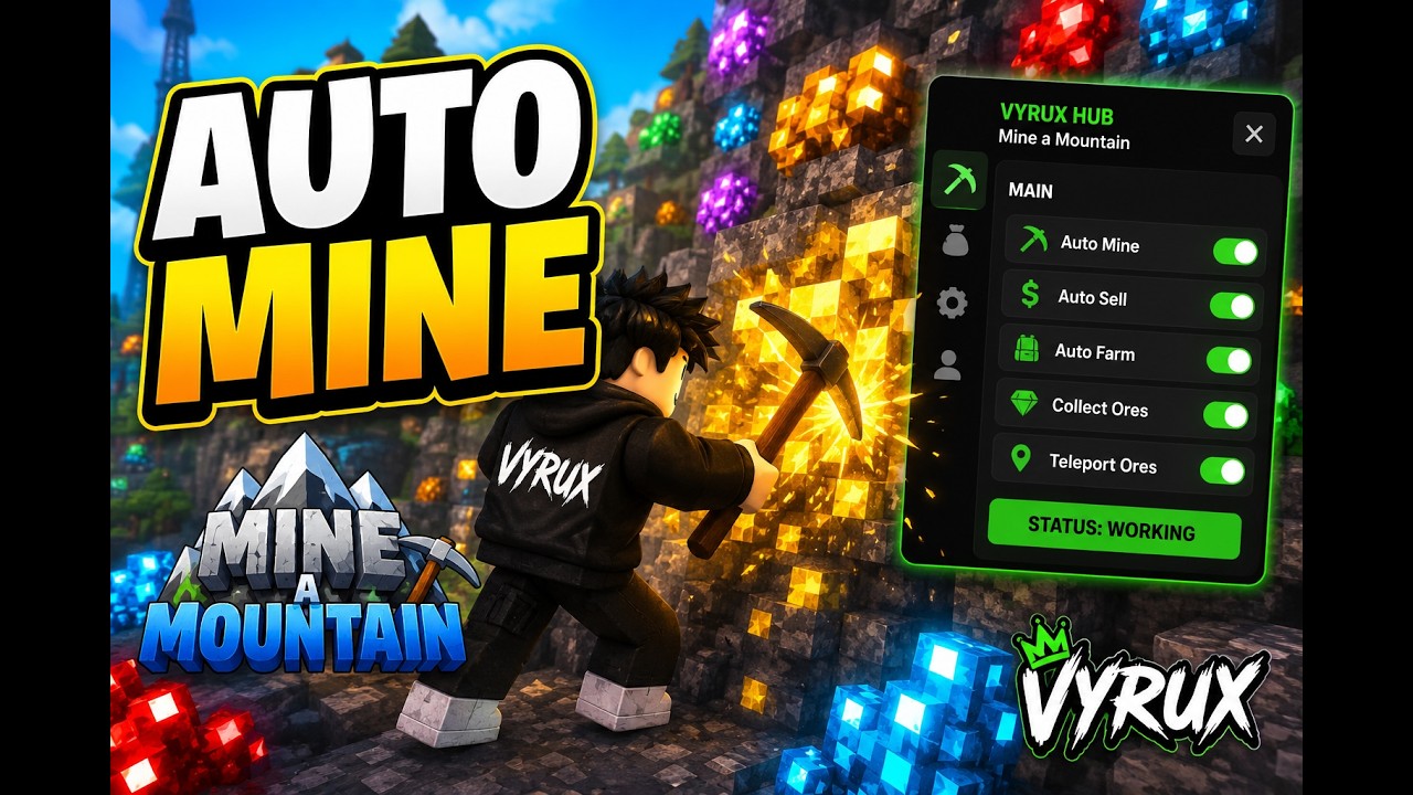 ⛰️ BEST FREE Mine a Mountain Script | Keyless - Find Best Crystals, Anti Damage, ESP