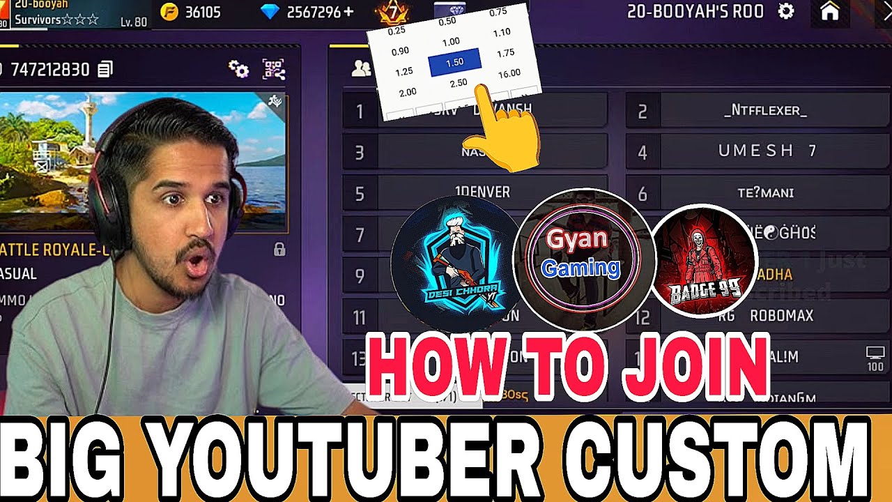 Free Fire में Famous YouTubers के Custom Room में कैसे Join किया जाए? 😱🔥