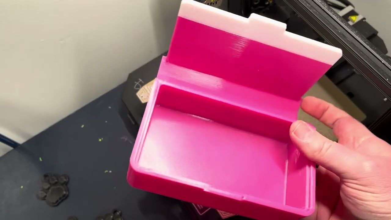 Print in place knick knack box with hinged lid and snap latch. 3D printed. Not my design