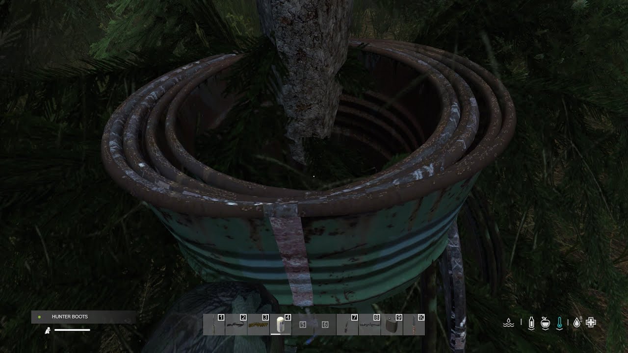 DayZ Stash: Green Barrels in Green Trees