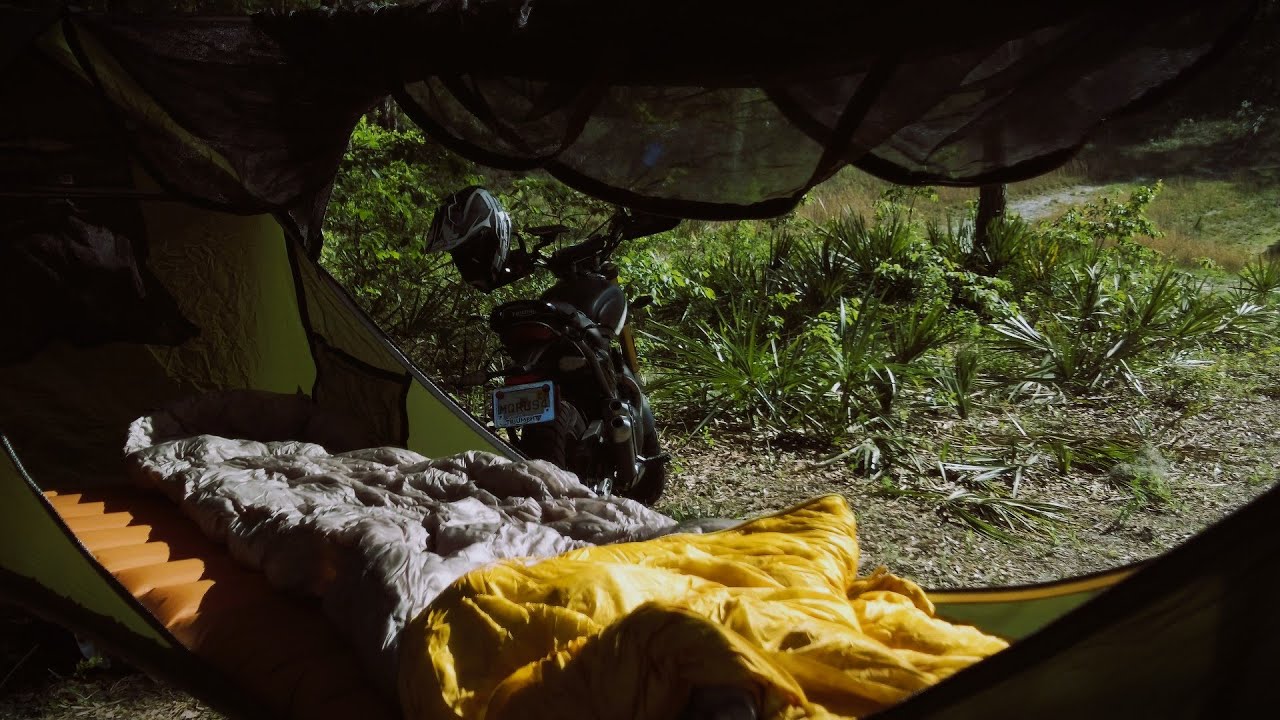 Wild motorcycle camping.  Triumph Scrambler 400 X.  Silent vlog.