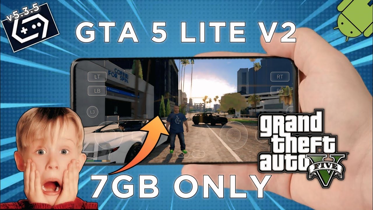 🔥 GTA5 Lite V2 (Only 7GB!) For Low-End Device | GameHub Emulator Setup - Best settings