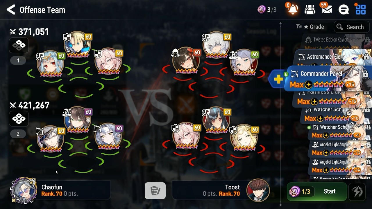 Epic Seven - Guild War - Exotic vs Salvation (Toost) - Stinger Stronghold