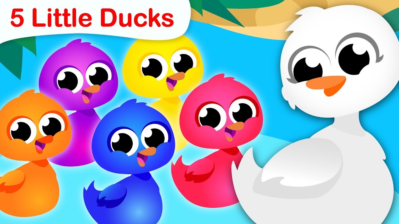 Five Little Ducks Went Swimming one Day | Learning Colors |  Nursery Songs for Kids by Little Angel