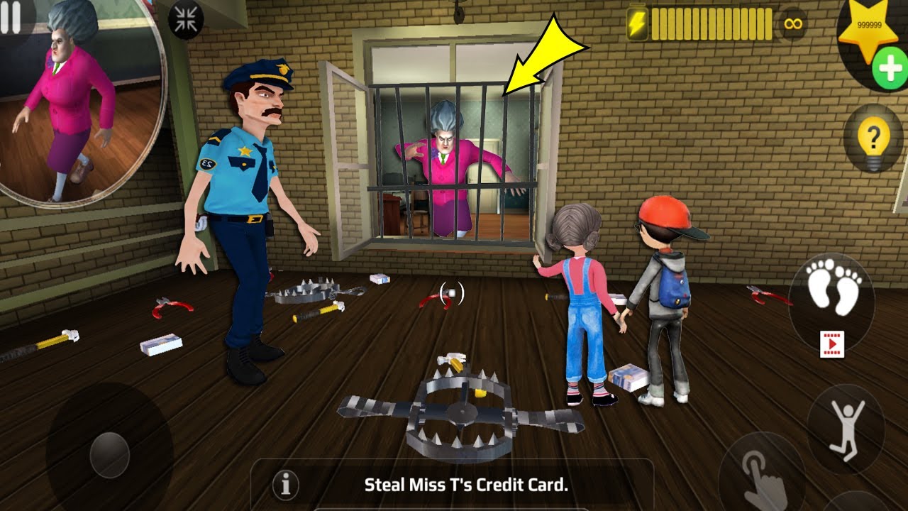 Scary Teacher 3D - New updater troll Miss T fell face down so fun part 5361 #scaryteacher3d