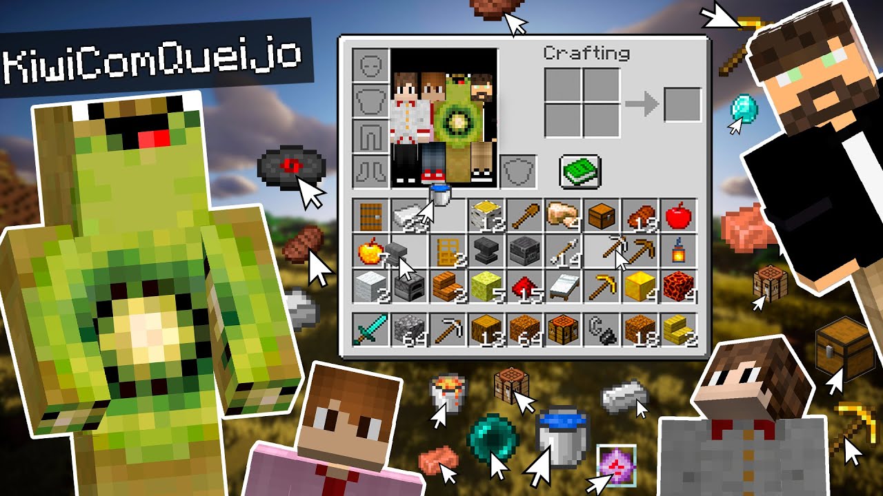 minecraft mas é 1 INVENTÁRIO pra 4 MANÍACOS (impossivel...)