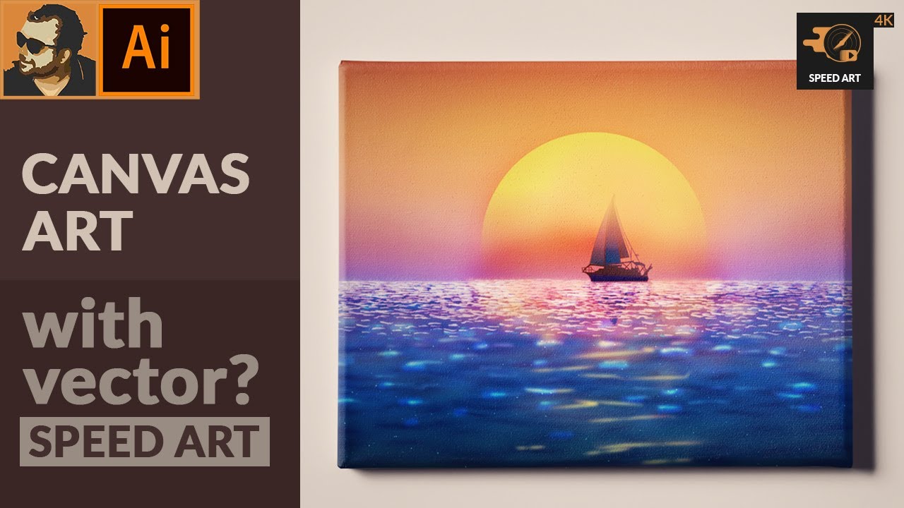 Sunset at the Sea | Canvas Vector Art | Speed Art in Adobe Illustrator