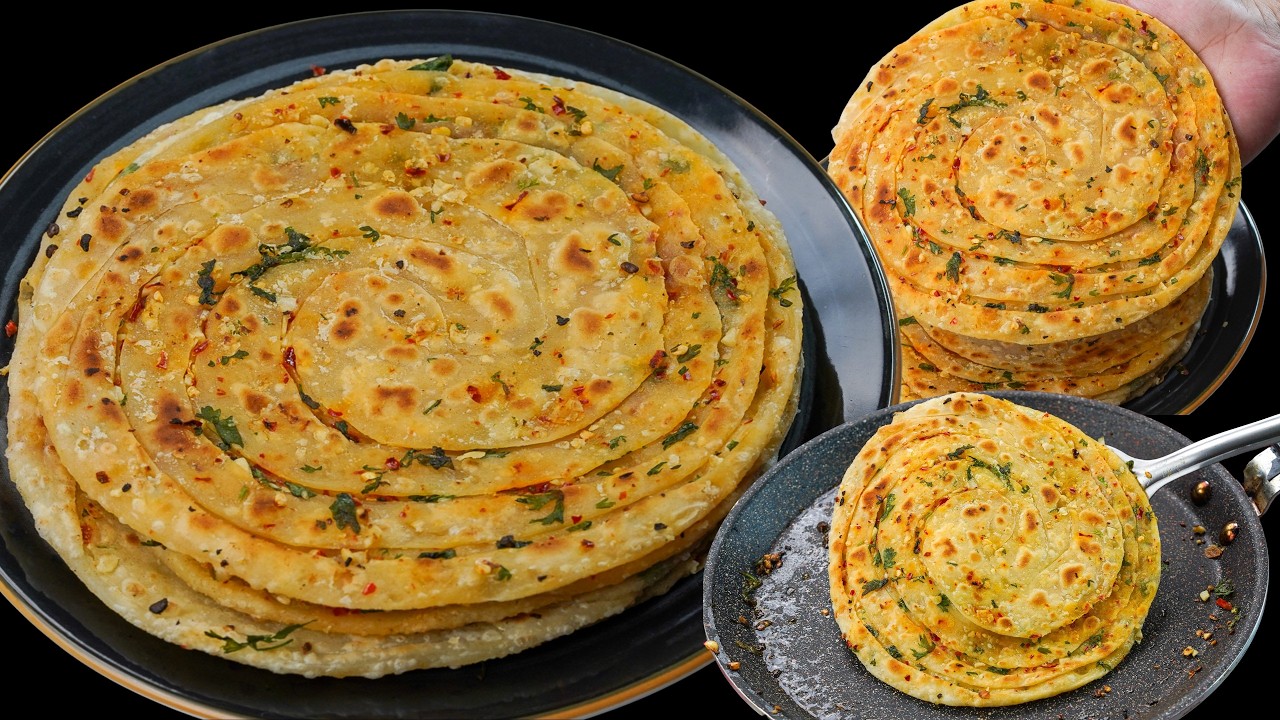 Super Crispy Laccha Chilli Garlic Paratha in 10 Minutes! | Crispy Layered Garlic Paratha | N’Oven