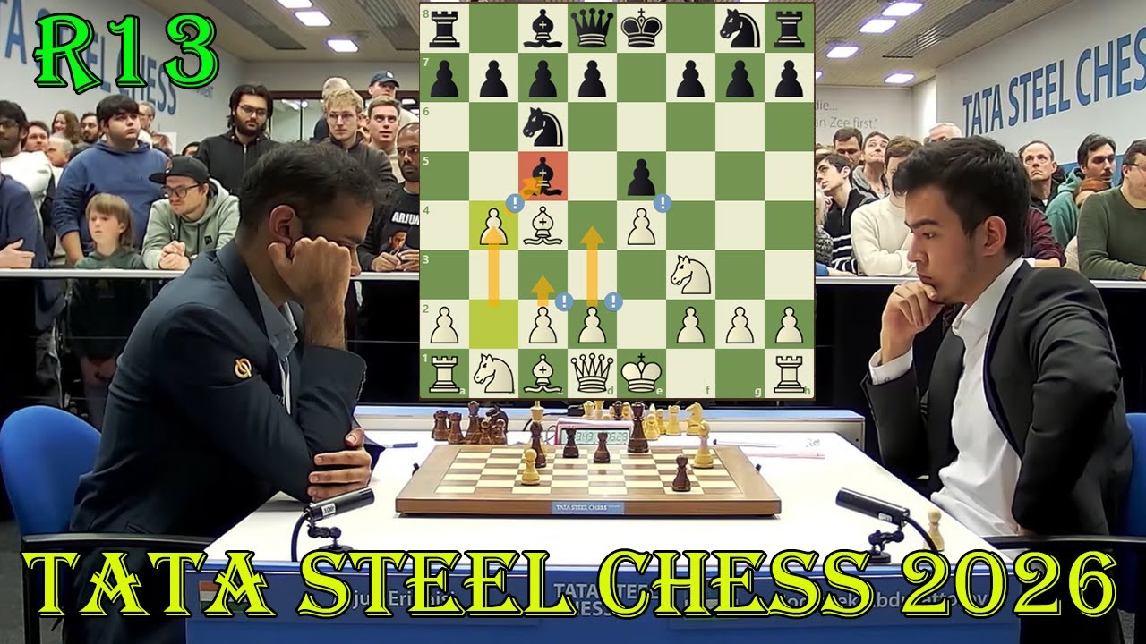 EVAN GAMBIT!! Arjun Erigaisi vs Nodirbek Abdusattorov || Tata Steel Chess 2026 - R12