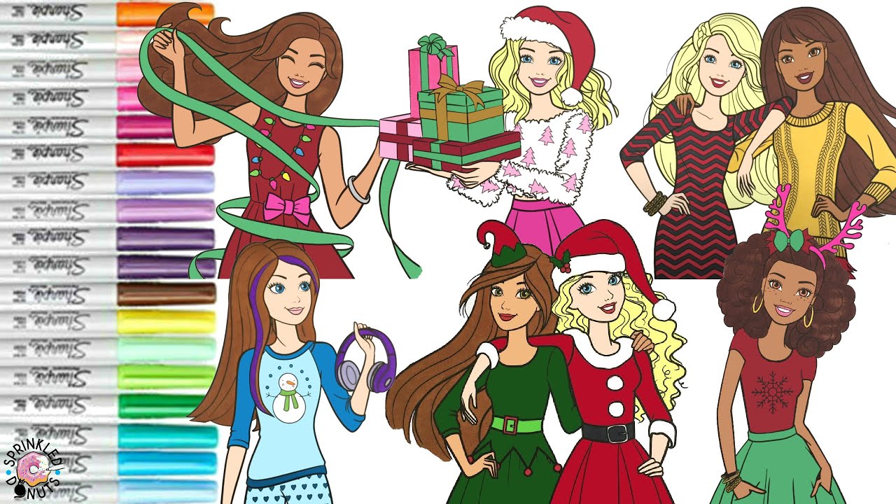 Barbie and Friends Coloring Book Compilation Holiday Fun Barbie Teresa Nikki Skipper and Chelsea