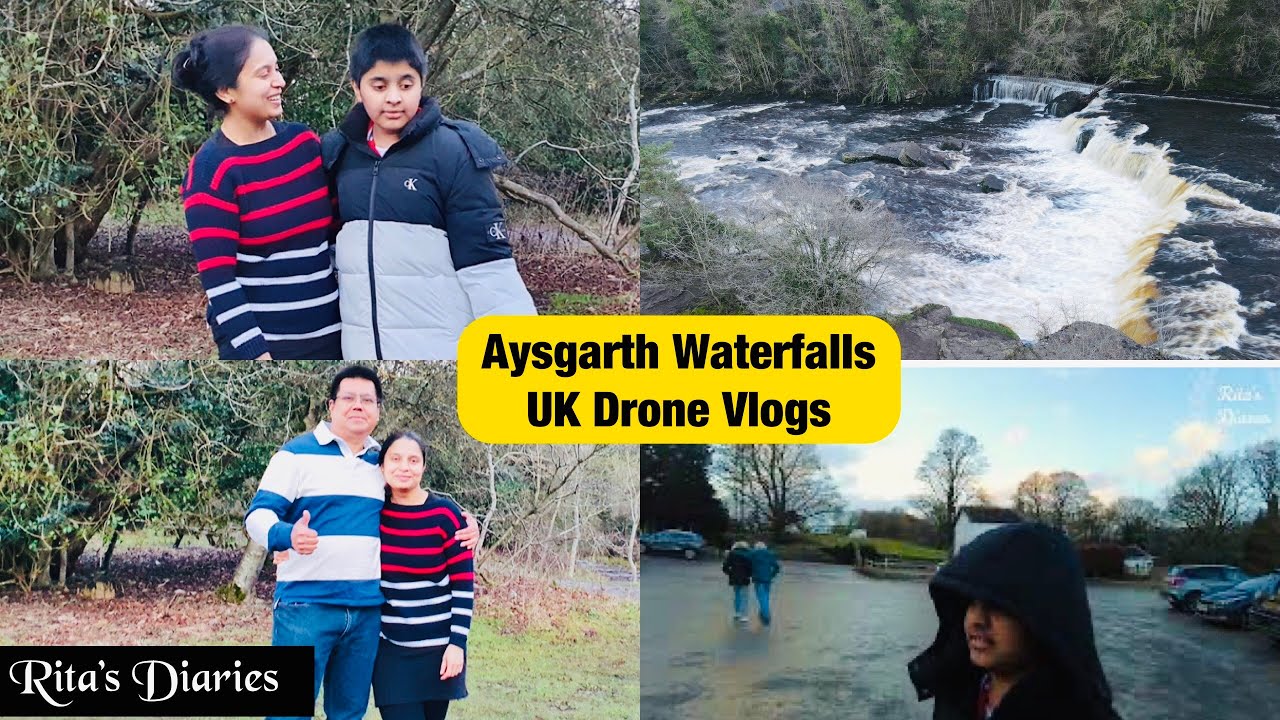 Exploring Aysgarth Waterfalls On New Year's Day In Yorkshire Dales Uk 🇬🇧 || Drone Adventure || Vlog