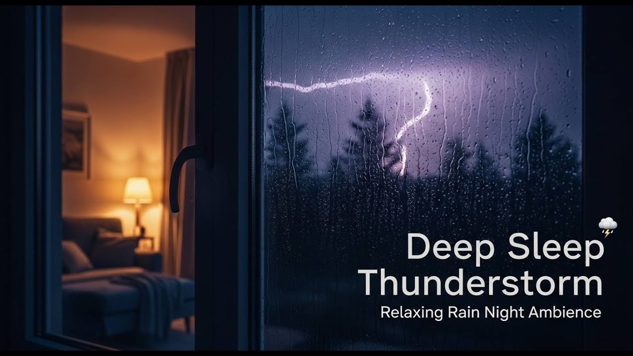 Deep Sleep Thunderstorm | Relaxing Rain Night Ambience