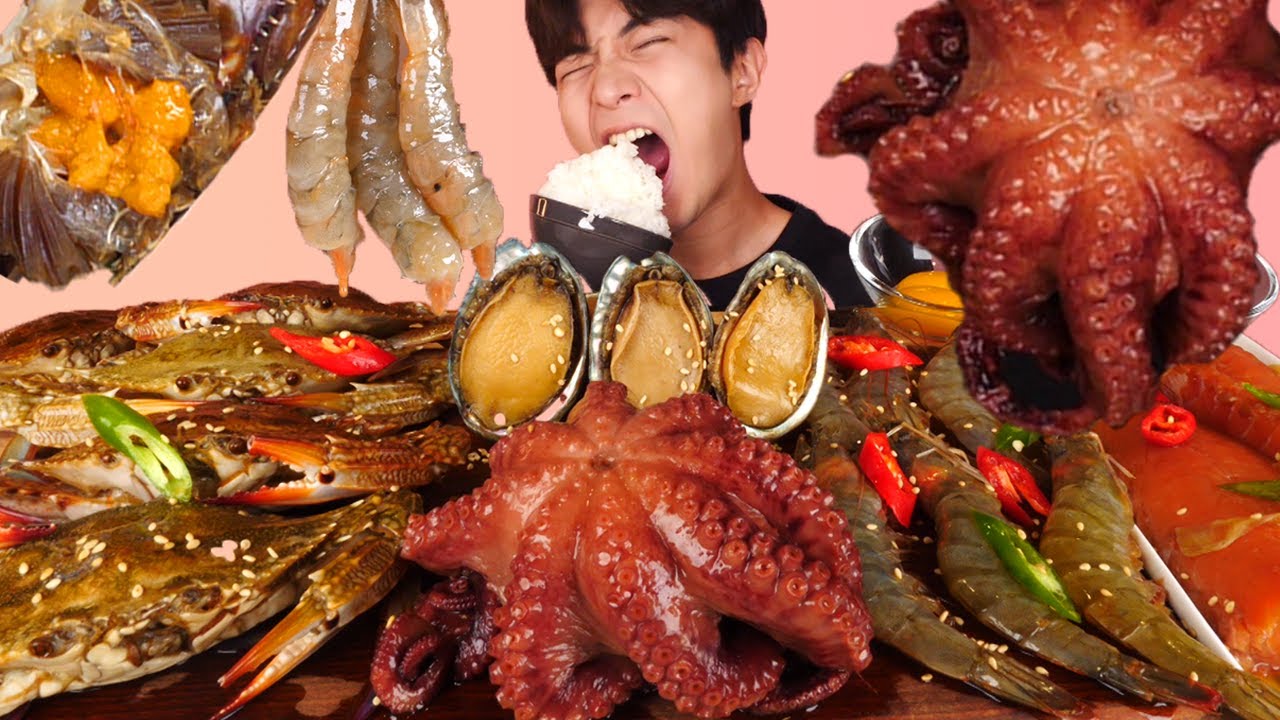 RUS SUB)Осьминог С Креветки Корабль Сплет Еда Mukbang🦀Seafood Korean ASMR 후니 Hoony Eatingsound