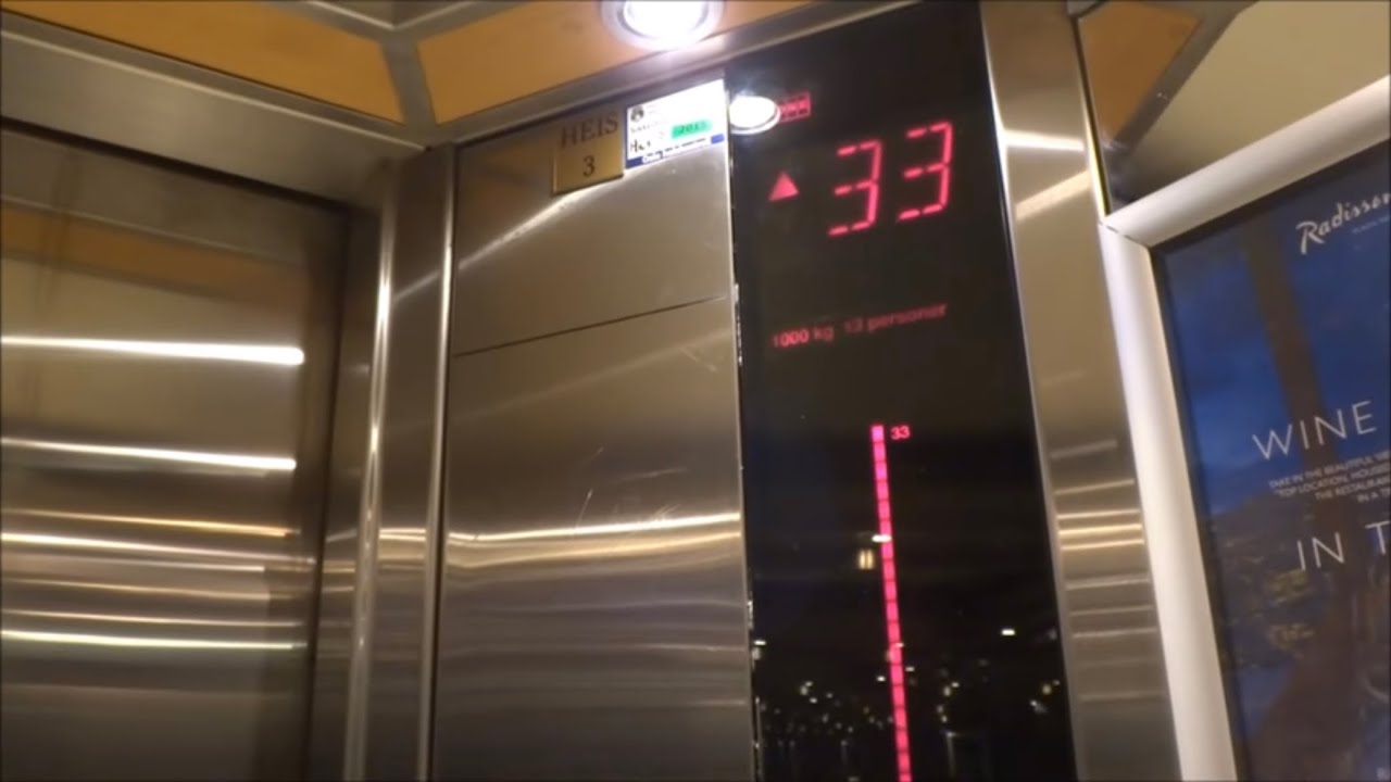 1989 KONE traction elevators @ Radisson Blu Plaza Hotel, Oslo, Norway.