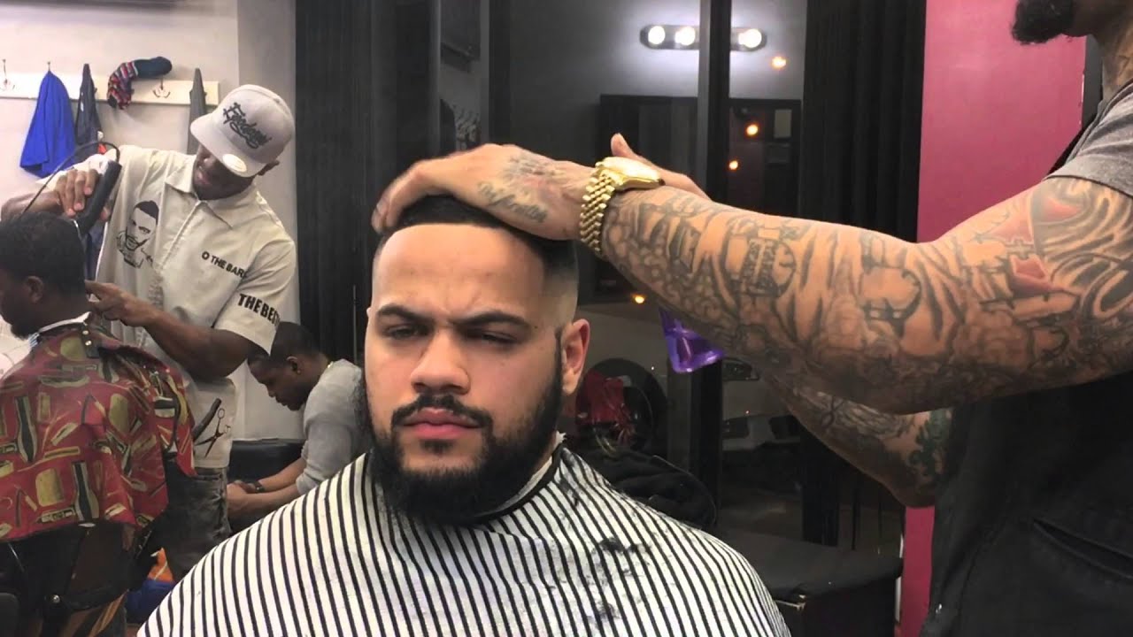 Comb over tutorial with hard part / skin faded sides w/ beard shape up / by Sneed da barber