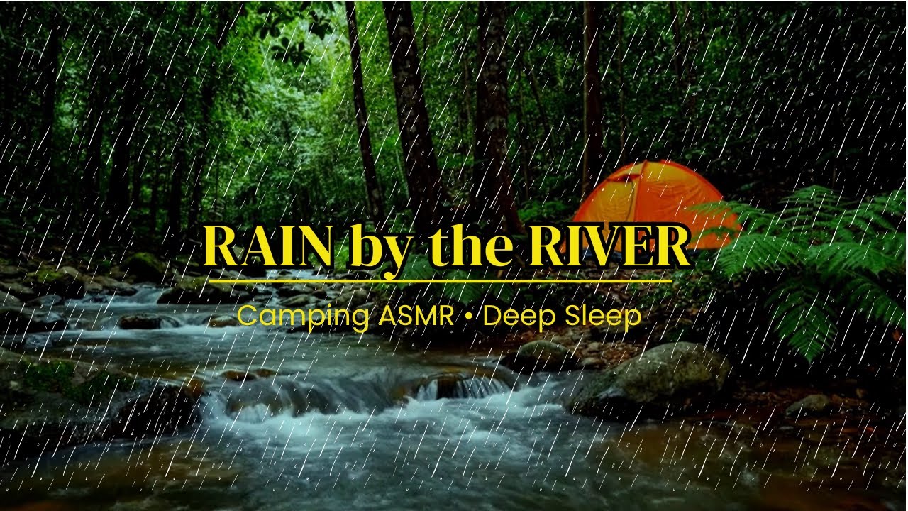 YOU WILL FALL ASLEEP! ASMR Rain in a Tent & Natural River Sounds | Camping Ambience