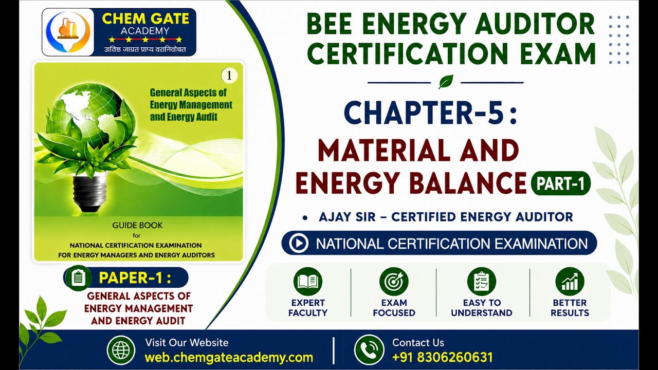 Book 1 : Chapter 5 - Material and Energy Balance (Part 1) | BEE Energy Manager & Auditor Course 2026
