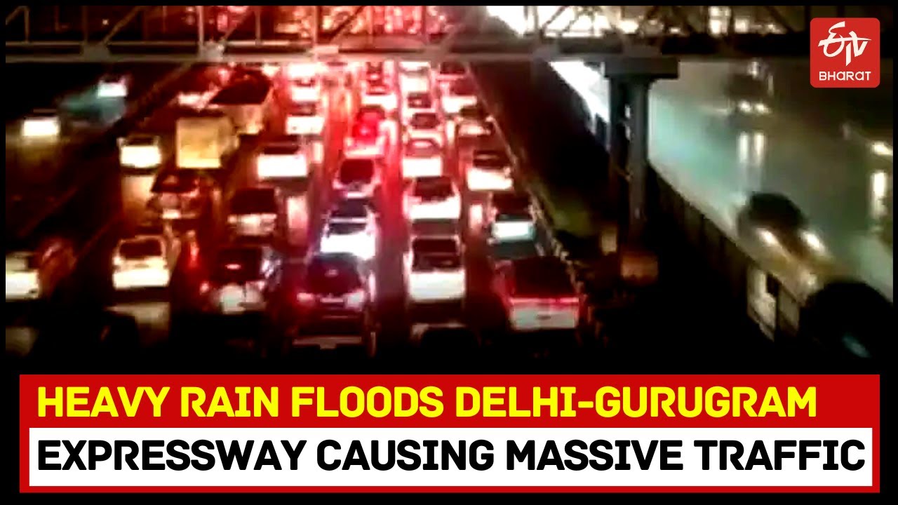 Heavy rain floods Delhi-Gurugram expressway causing massive traffic jam