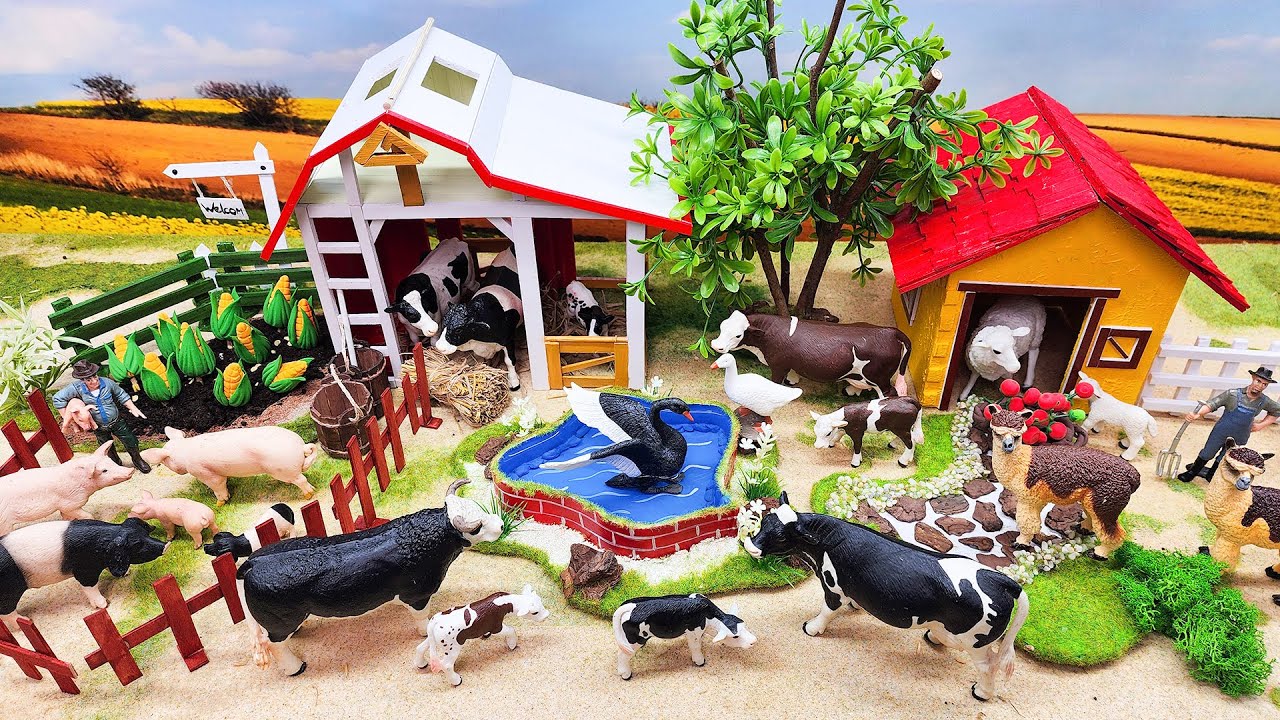 24  Minutes Satisfying Build Small Country Farm with Barn for Cow, Pig, Water Pool | Cattle Farm !