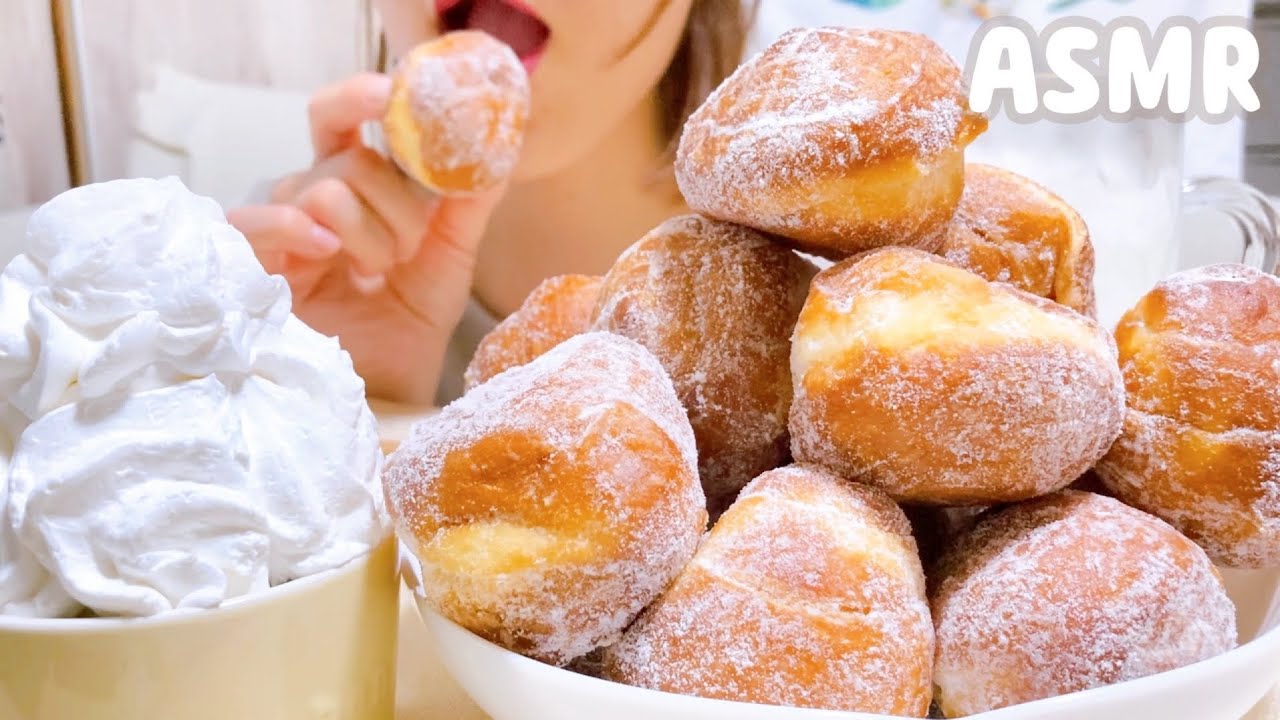 (咀嚼音)生クリームとスフレドーナツ/eating sound asmr
