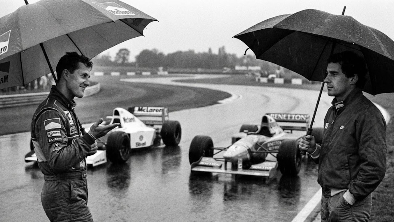 Schumacher desafiou Ayrton Senna na chuva em 1993 — uma volta bastou para calar a F1 em Donington
