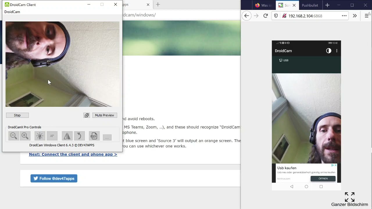 Smartphone als Webcam nutzen - Droidcam Installation (Win10 + Android)