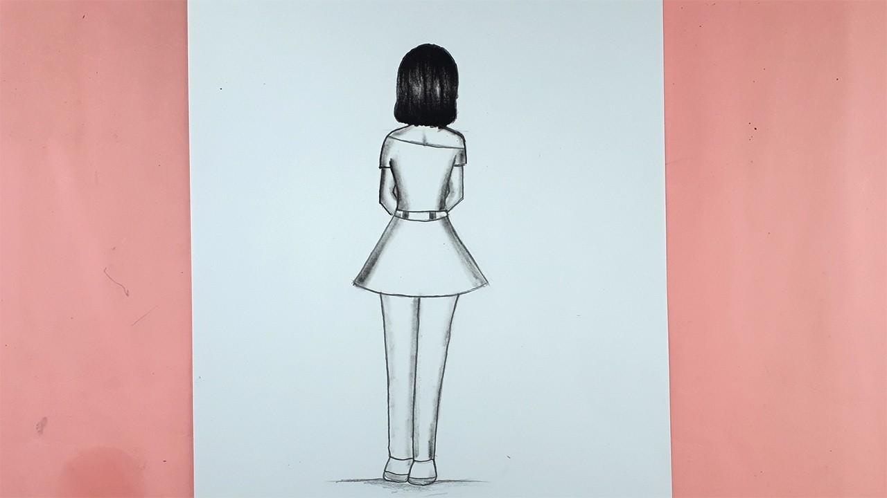 Cute girl drawing with short hair sketch very easy || Girl Sketch || Pencil Drawing || Easy drawing