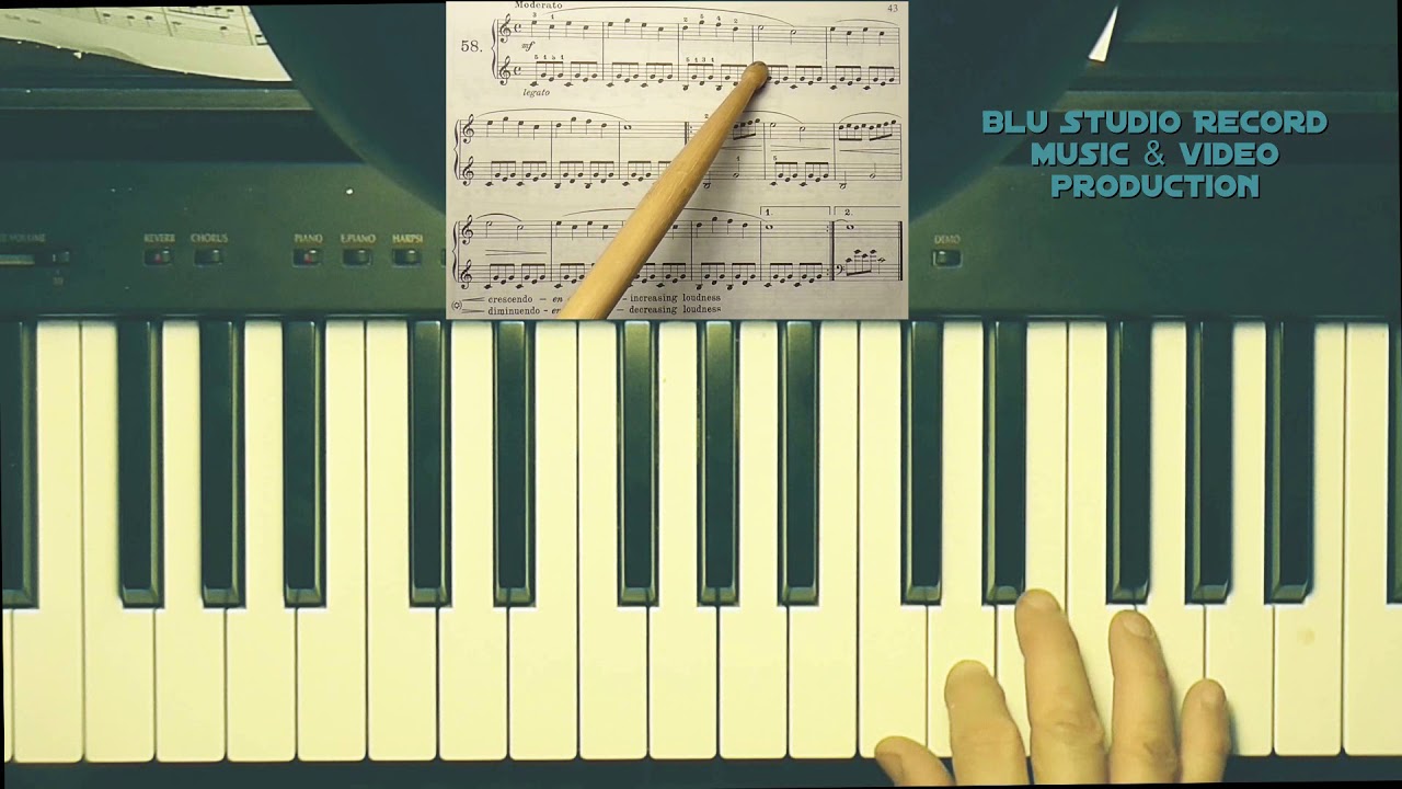 67 Lezioni di pianoforte - School of piano - Piano lesson - Beyer es. 58 versione free youtube