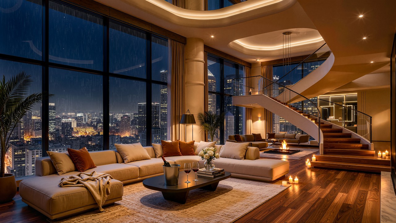Spring Night Jazz – Cozy Duplex with Smooth Jazz & Rain for Deep Relaxation