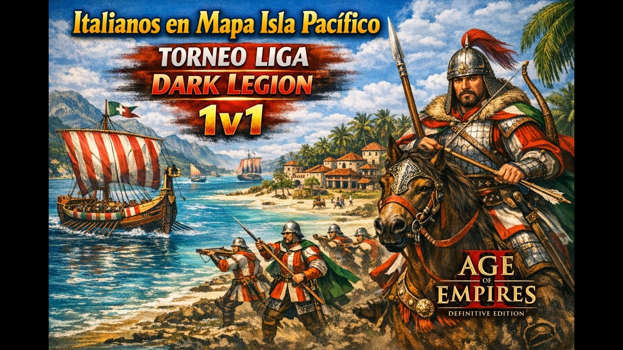 Age Of Empires 2 Multiplayer Gameplay Partida 1v1 Map Isla Pacifico Torneo Liga Dark Legion Italiano