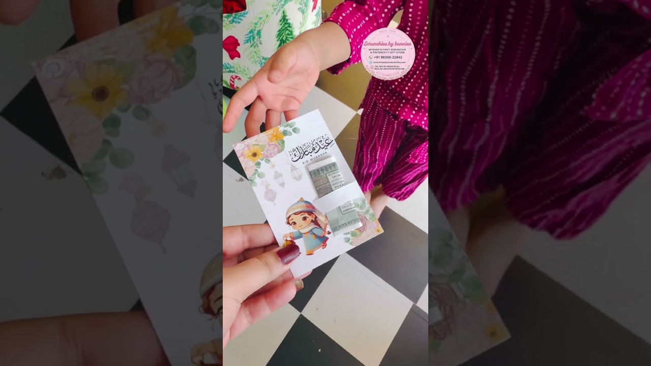 Eidi cards with Eidi💚✨available in store #scrunchiesbybunnies #eidicards#fypシ゚viral