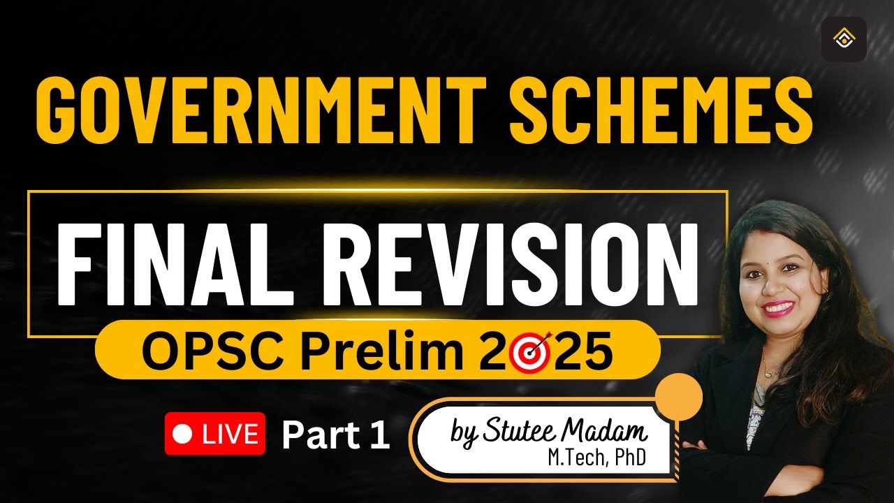 Government Schemes Final Revision for OPSC Prelims 2025 | Part 1 by Stutee Madam | Rayacademy IAS