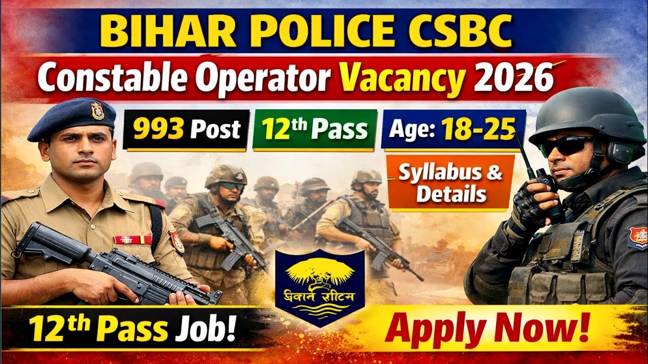 Bihar Police Constable Operator New Vacancy 2026 | 993 Post | Eligibility, Age, Syllabus