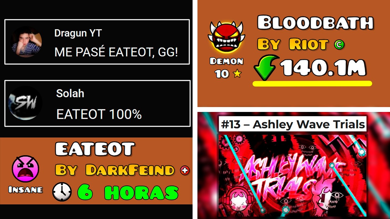 COMPLETAN NIVEL DE +6 HORAS - BLOODBATH ROMPE RECORD - NOTICIAS GEOMETRY DASH