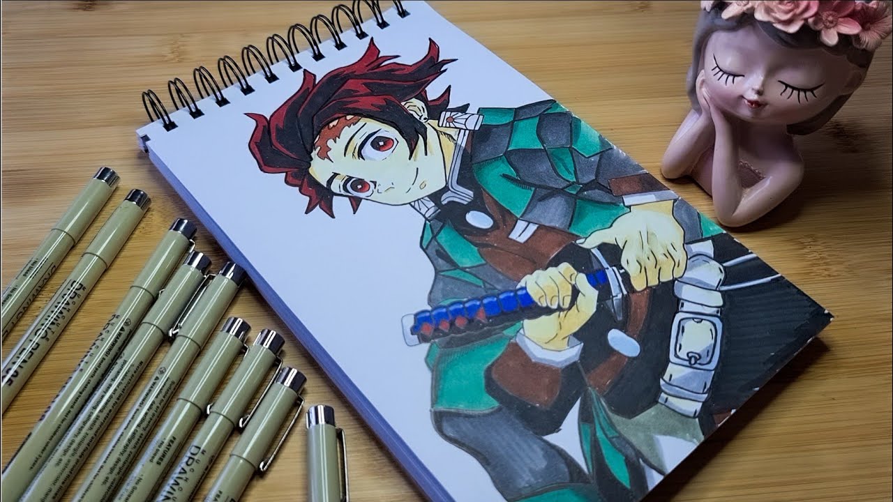 Tanjiro Drawing with Markers ✨