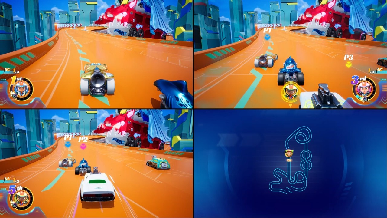 Hot Wheels Let's Race: Максимальная скорость, совместная игра для 3 игроков на разделенном экране...