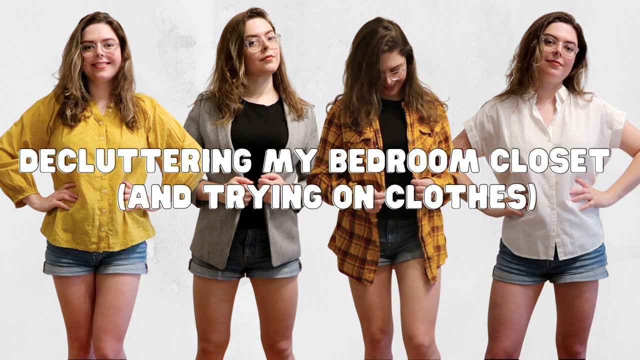 trying on clothes and decluttering my bedroom closet 🧺