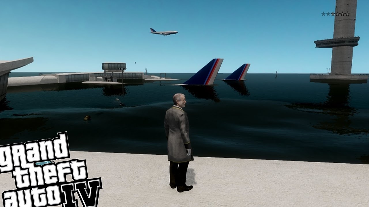 GTA IV Tsunami Mod - Huge Tsunami Hits Liberty City Airport Under Water!