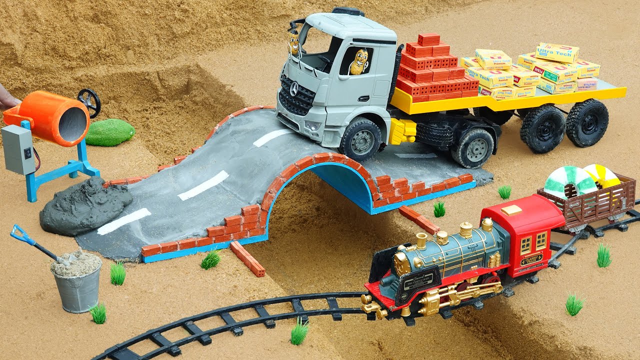 DIY Mini Concrete Bridge Truck Safety Science Project by for train Tractor @DIYTractorKings ​