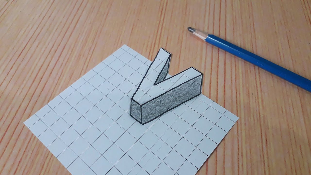 Easy 3d Drawing Letter V / How To Draw Capital Alphabet For Beginners #shorts
