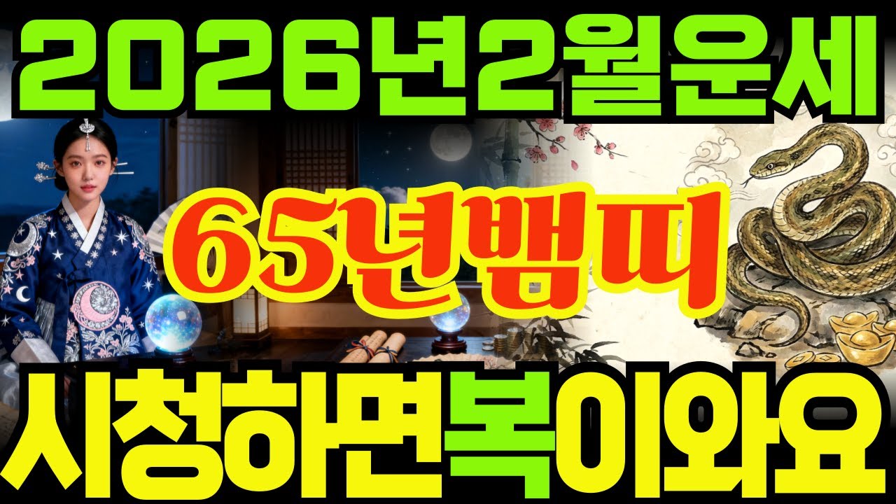 [65년뱀띠26년2월운세]시청하면복받아요!!1965년을사생뱀띠26년2월운세