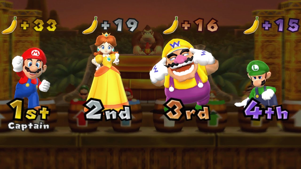 Mario Party 9 - Mario vs Luigi vs Daisy vs Wario - DK's Jungle Ruins