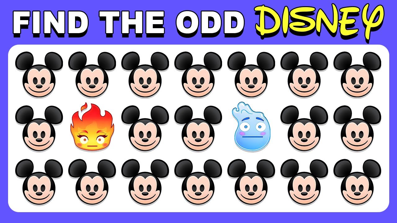Найди лишнее — Disney Edition 🔥🐭💧Легкий, средний, сложный — 30 уровней викторины с эмодзи