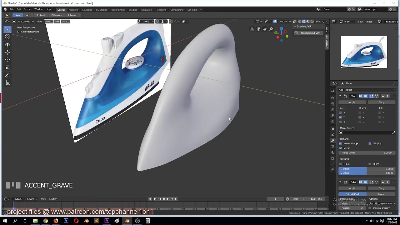 hard surface modeling in blender 2 8 making a steam iron