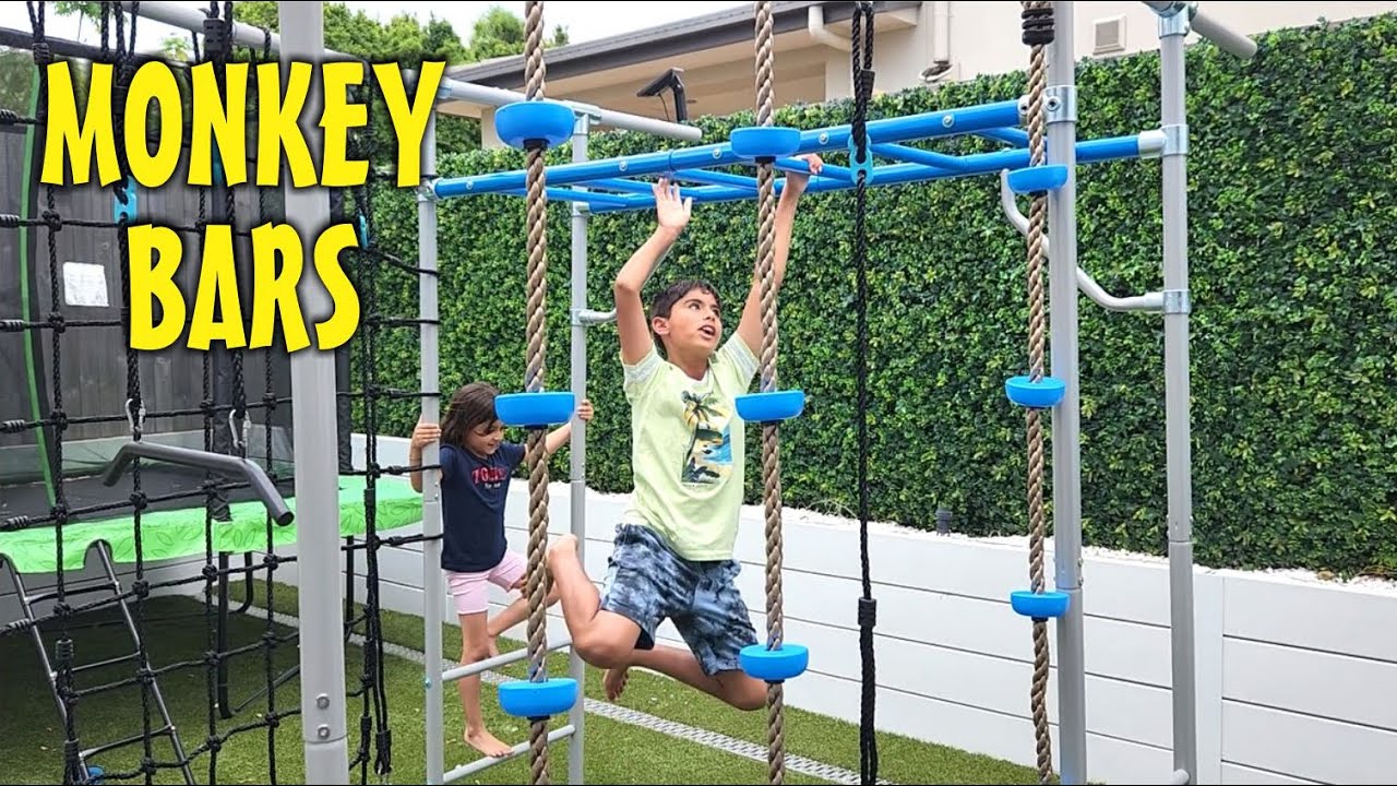 We assemble and have fun testing our new monkey bars and play gym